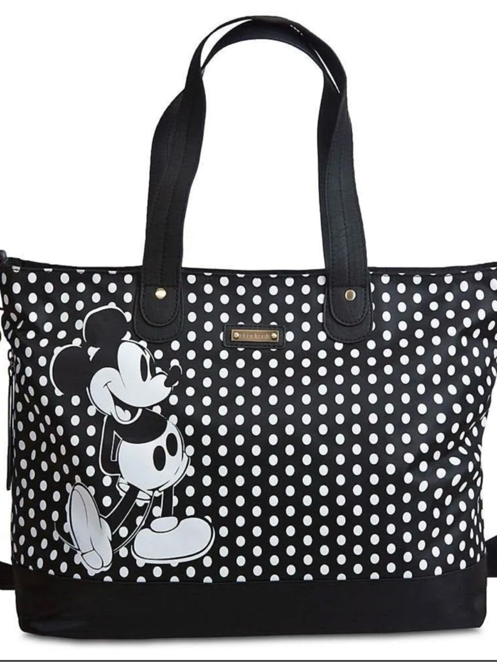 Storksak Black & White Polka Dot Disney Mickey Tote